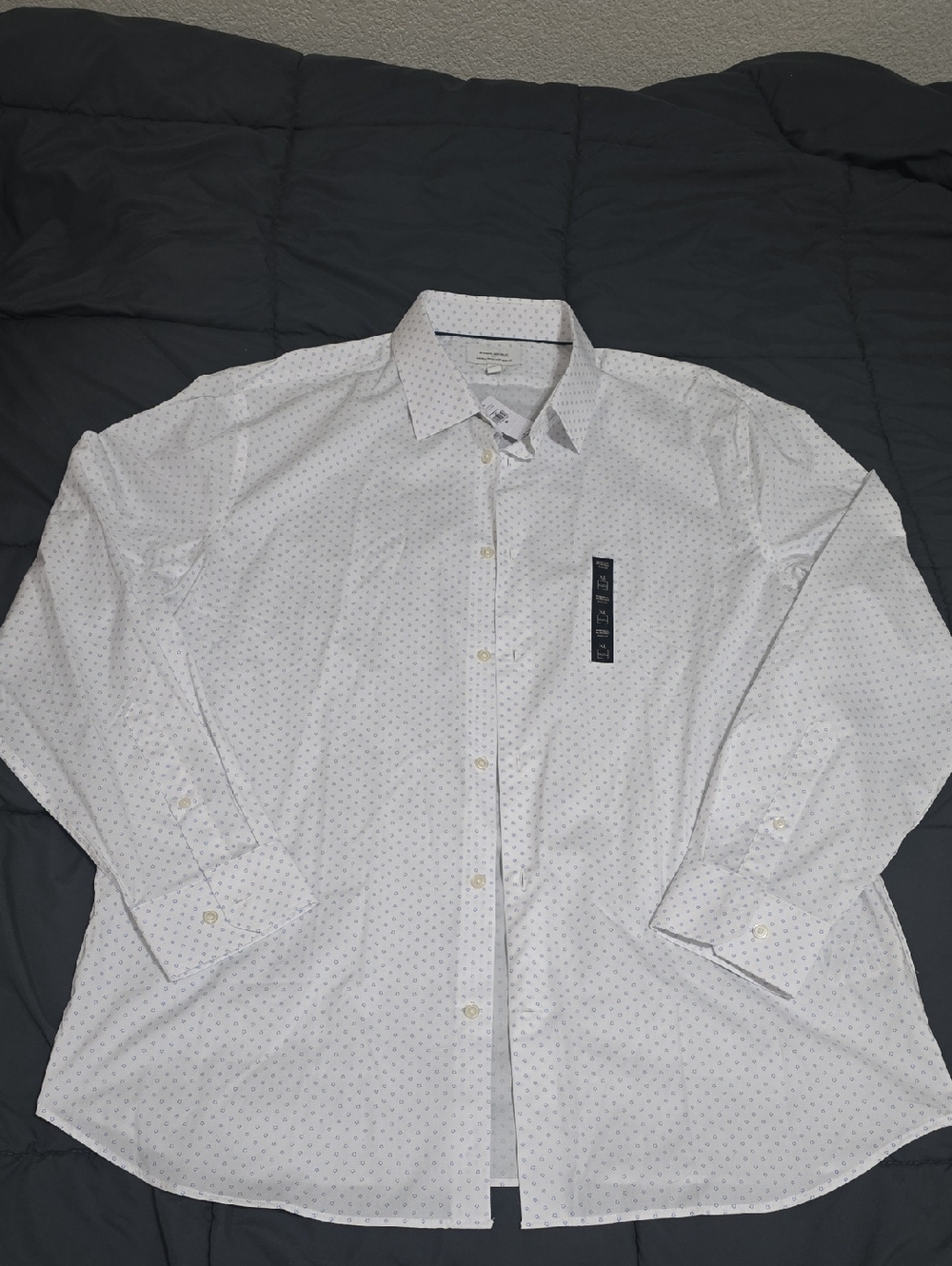 Banana Republic Mens White Blue Micro Print Slim Fit Dress Shirt XL NWT